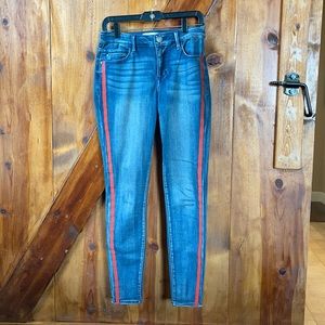 Skinny Jean with red racing stripes